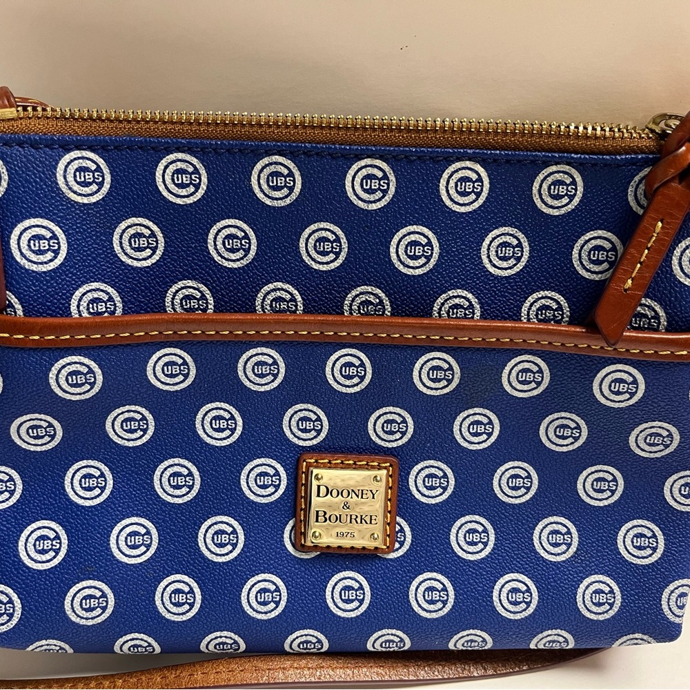 Dooney & Bourke Blue and Brown Logo Crossbody Bag